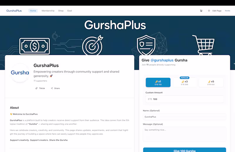 Cover image for GurshaPlus

Built a creator monetization platform
