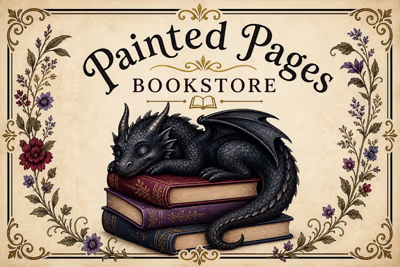 Cover image for Painted Pages Bookstore, Illustrative Logo
A