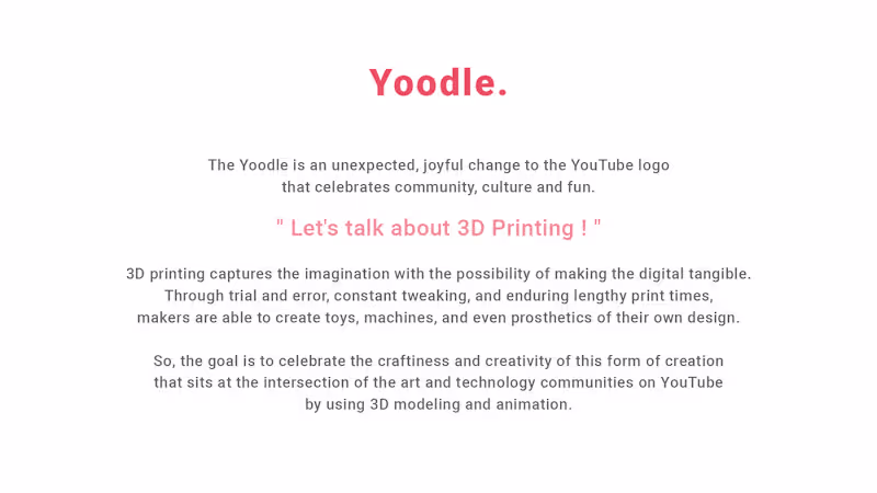 Cover image for Youtube Yoodle - 3D Print :: Behance