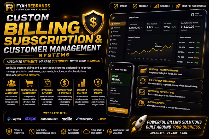 Cover image for Custom Billing, Subscription & Customer Manage
