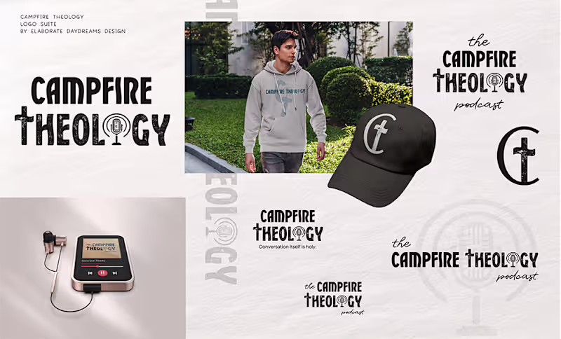 Cover image for Campfire Theology podcast brand identity design & logo suite
