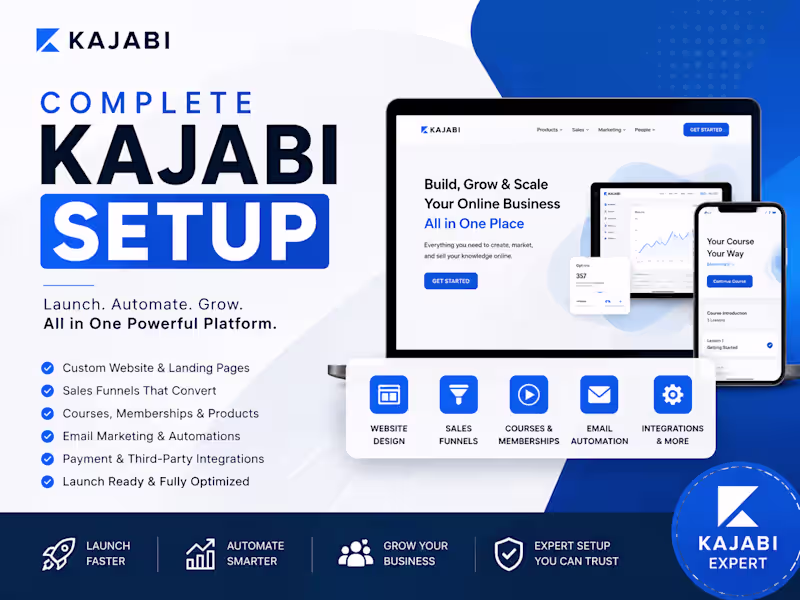 Cover image for Complete Kajabi Website, Funnel & Automation Setup