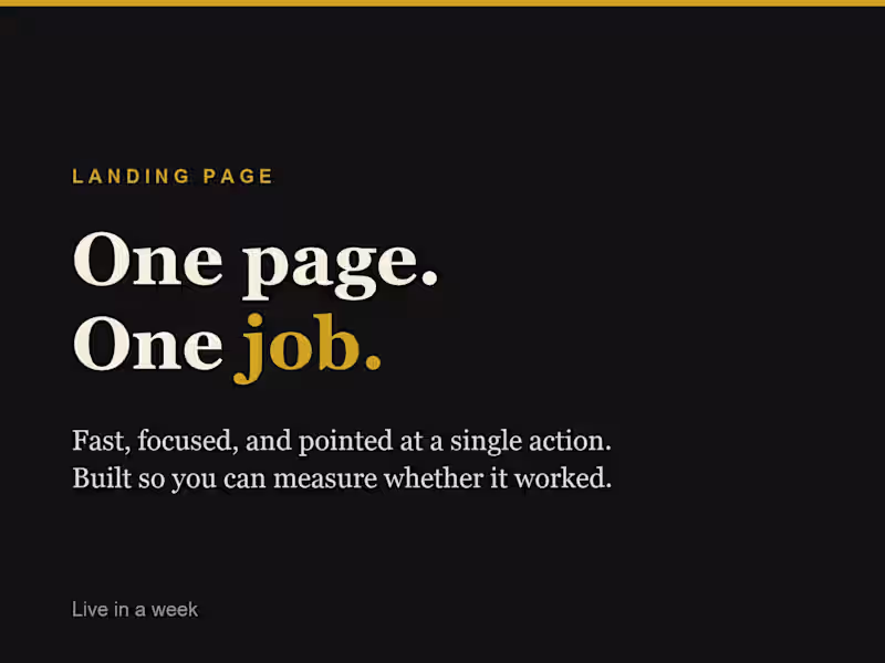 Cover image for Landing page design and build, live in one week