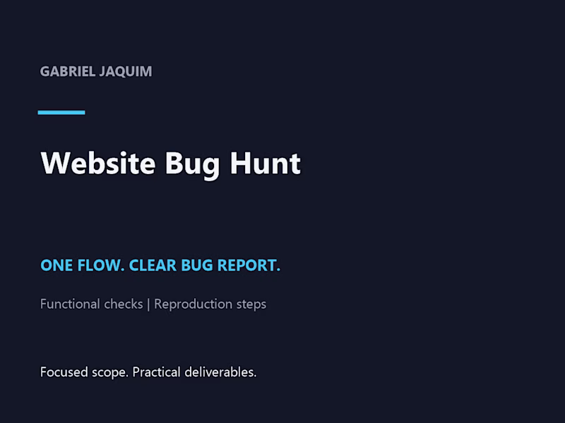 Cover image for Website Bug Hunt — One Flow, Clear Bug Report