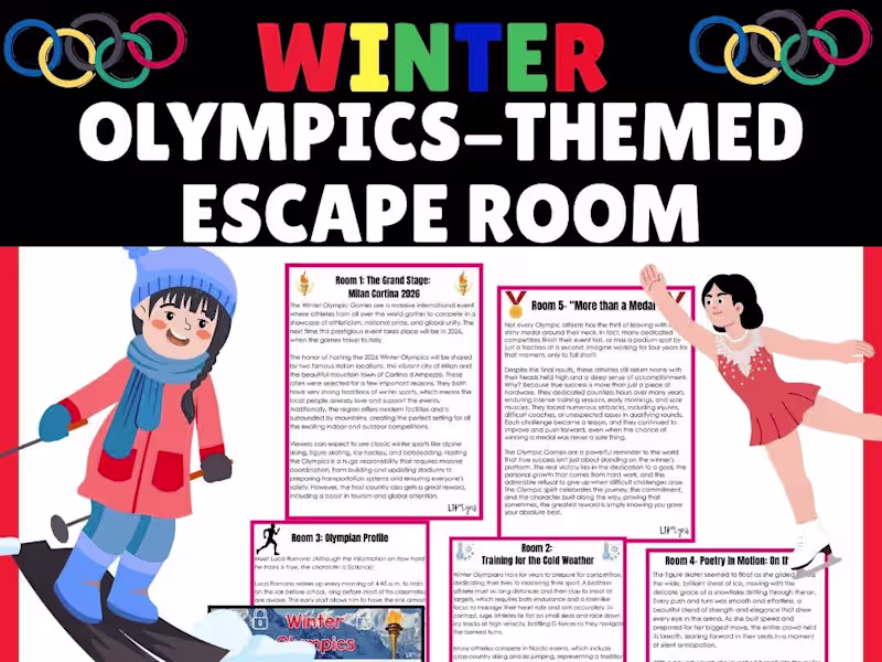 Cover image for This Winter Olympics-Themed Reading Comprehension Escape Roo...