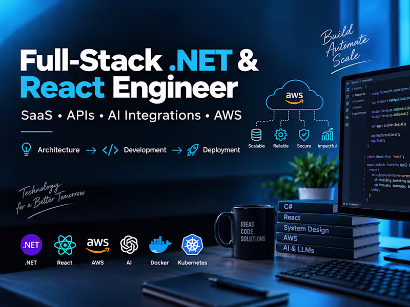 Cover image for Full-Stack .NET & React Development for SaaS, APIs