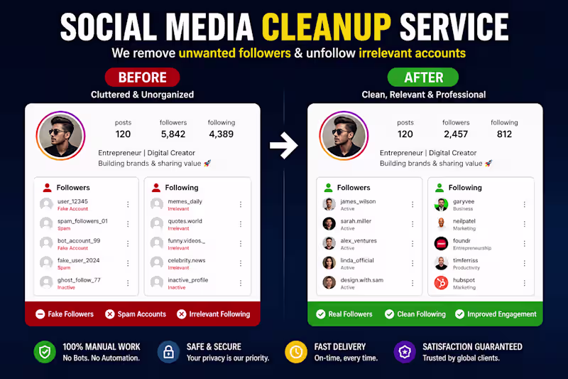 Cover image for Manual Social Media Followers & Following Cleanup