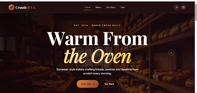 Cover image for Crumb & co bakery Website