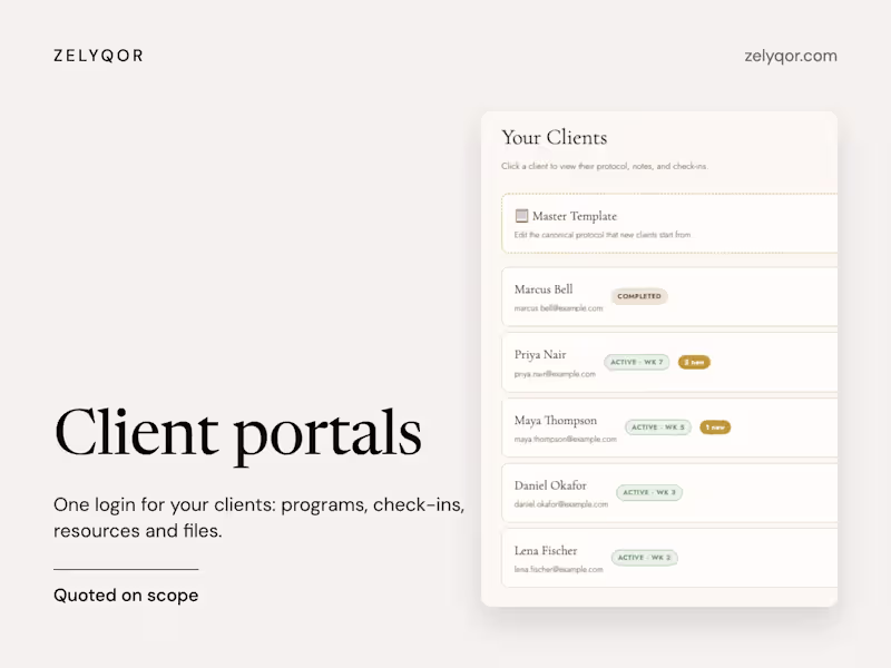 Cover image for Client Portal / Business System