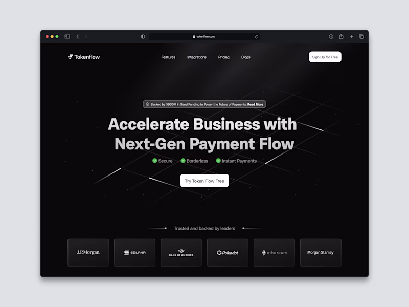 Cover image for Tokenflow: Landing Page Design and Framer Development