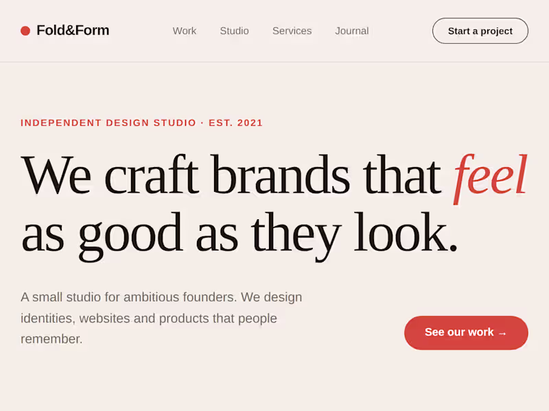 Cover image for Fold&Form — Design Studio Website
Descripción: