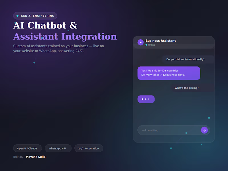 Cover image for AI Chatbot & Assistant Integration