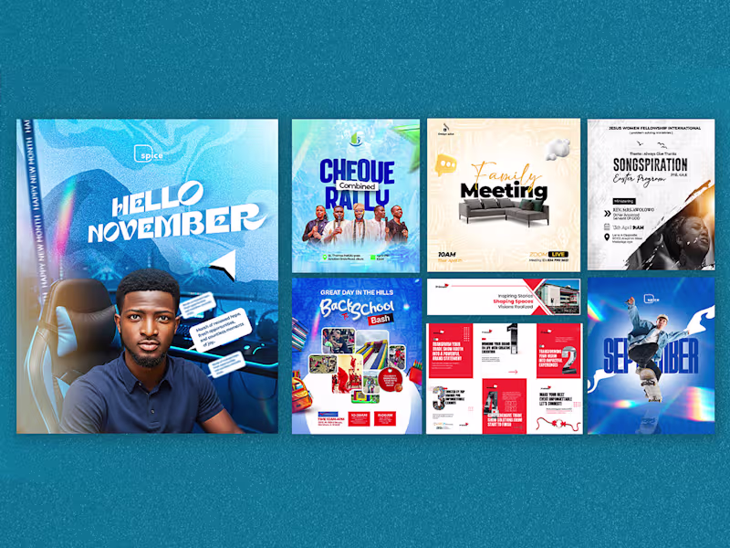 Cover image for A collection of social media flyers and promotional poster d...