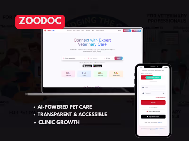 Cover image for 12:19
Claude responded: 𝐙𝐨𝐨𝐃𝐨𝐜
𝐙𝐨𝐨𝐃𝐨𝐜
ZooDoc is an