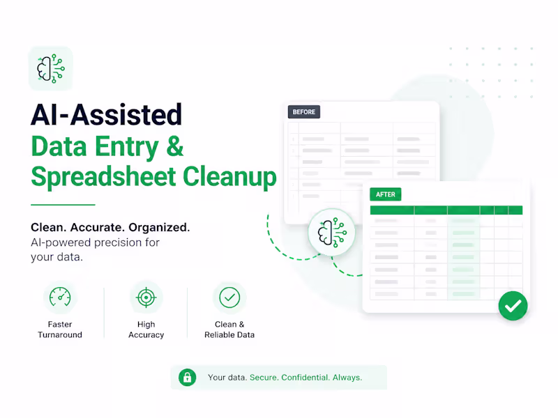 Cover image for AI-Assisted Data Entry & Spreadsheet Cleanup