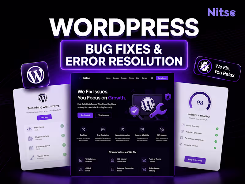 Cover image for WordPress Bug Fixes & Error Resolution