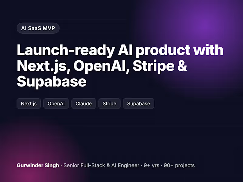 Cover image for AI SaaS MVP with Next.js, OpenAI, Stripe & Supabase