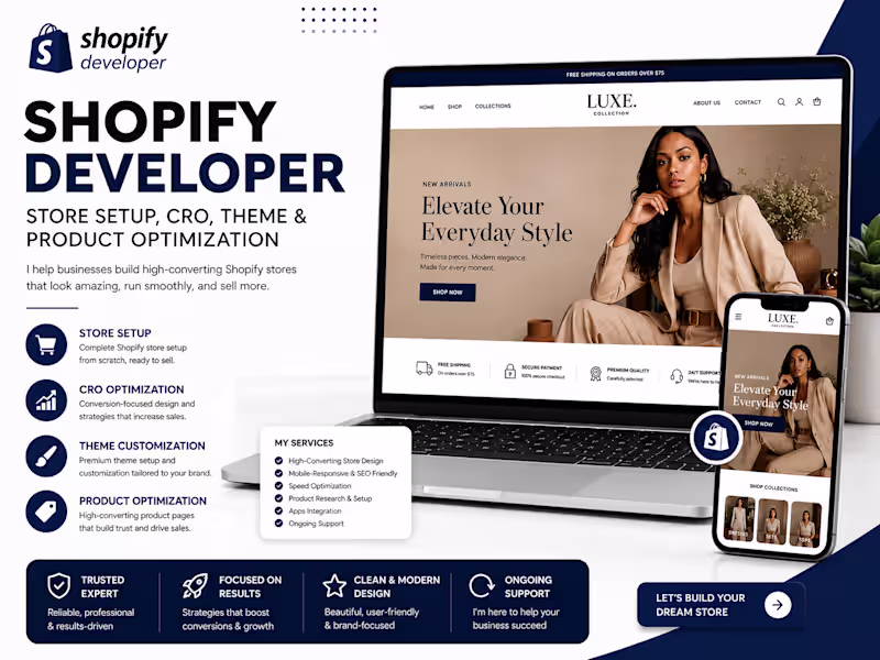 Cover image for Shopify Developer | Store Setup, CRO, Store Optimization
