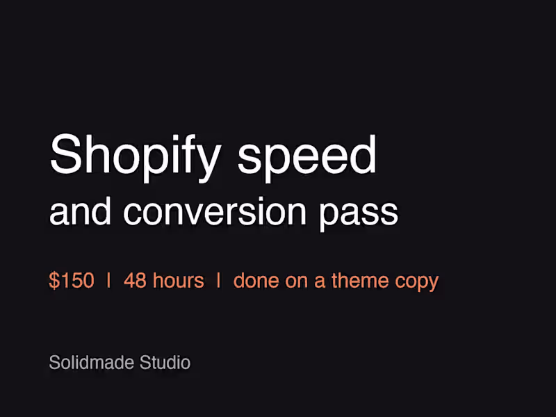 Cover image for Shopify speed and conversion pass