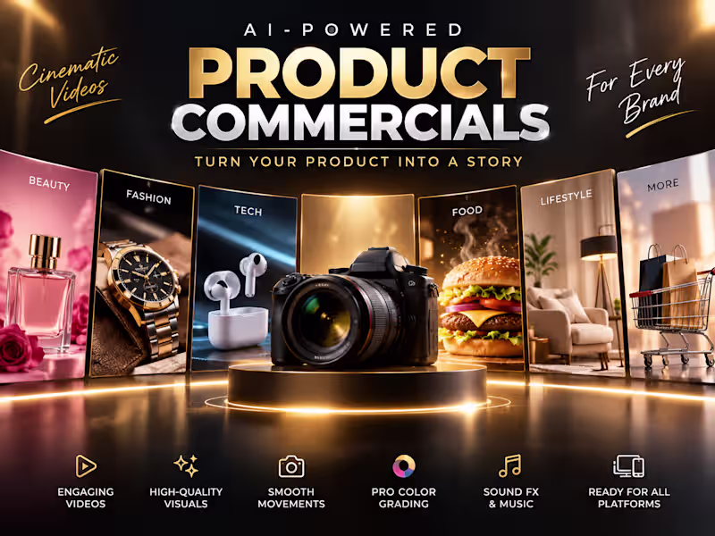 Cover image for I will create cinematic product commercials for your brand