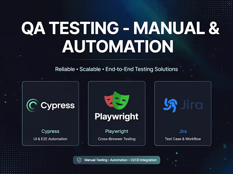 Cover image for QA Testing for Web & SaaS - Manual & Automation | Cypress, Playw