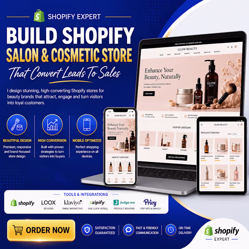 Cover image for Design Shopify Cosmetic & Salon That Convert Leads To Sales