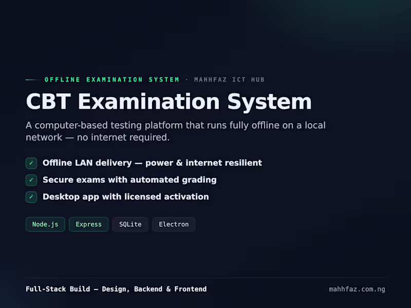 Cover image for CBT Examination System

A computer-based testing