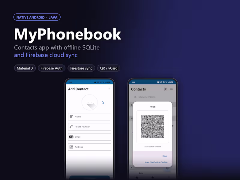 Cover image for MyPhonebook: a native Android contacts