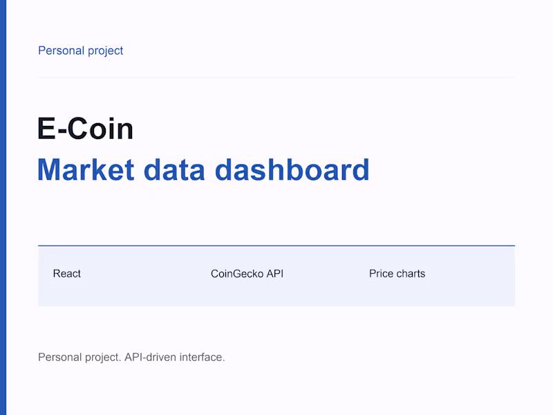 Cover image for E-Coin: React Market Data Dashboard