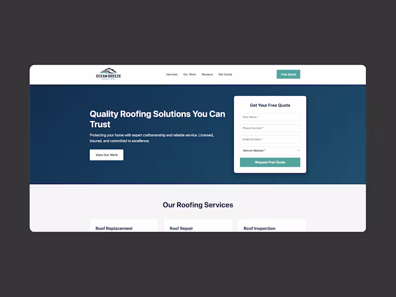 Cover image for Ocean Breeze Roofing - Developed