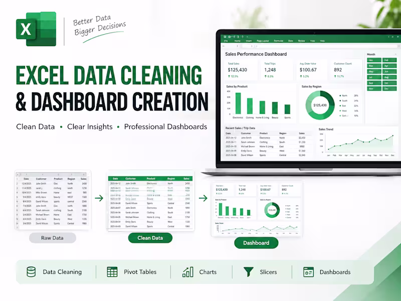 Cover image for Excel Data Cleaning & Dashboard Creation