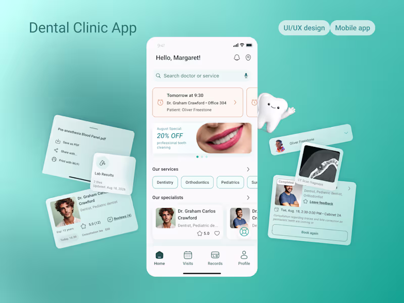 Cover image for Dental Clinic Mobile App Design
