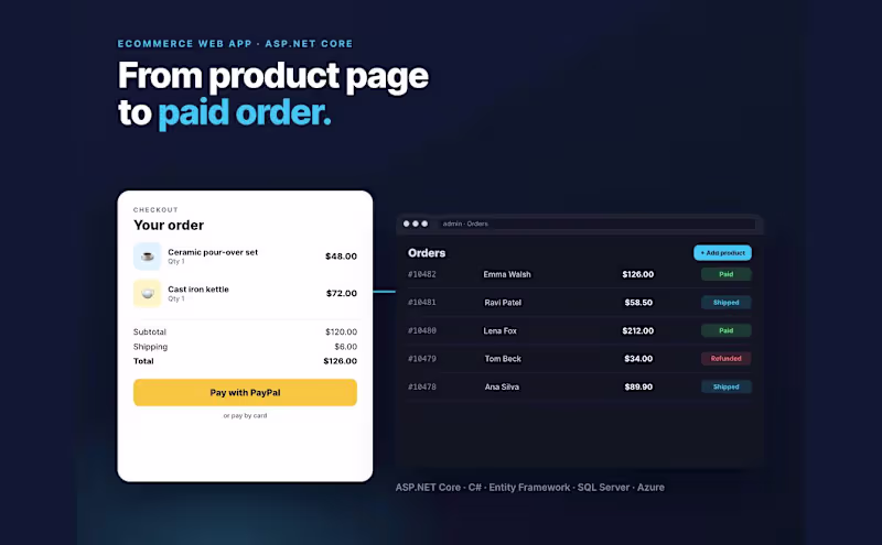 Cover image for Ecommerce Web App in ASP.NET Core with PayPal on Azure