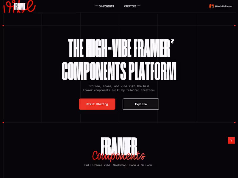 Cover image for VibeFrame • Free Framer Components & Vibe Code Platform