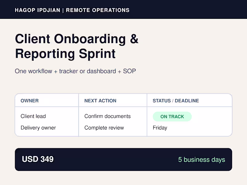 Cover image for Client Onboarding and Reporting Sprint
