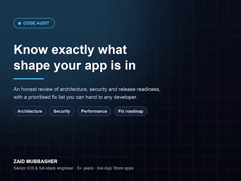 Cover image for Mobile App Code Audit & Architecture Review