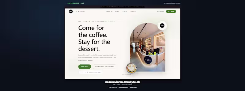 Cover image for nasakaviaren.tatrabyte.sk - cafe and bistro site (spec build)