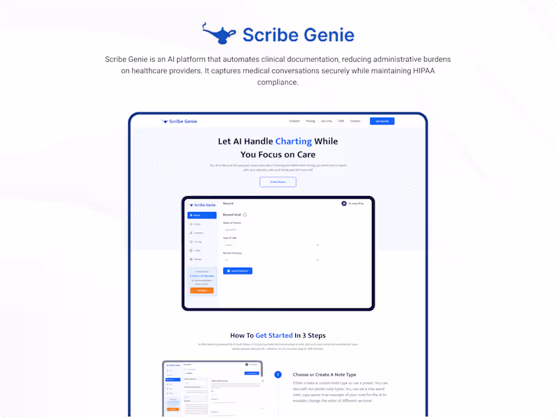 Cover image for Scribe Genie – AI Clinical Documentation Assistant