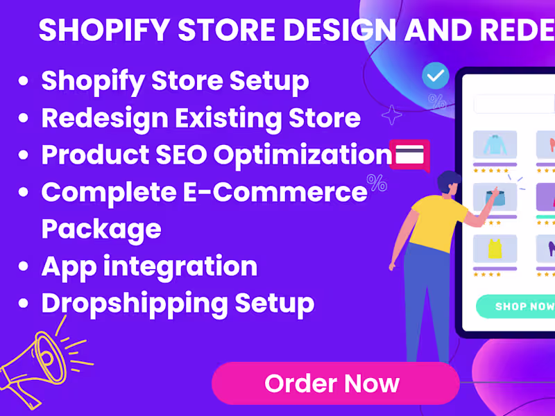 Cover image for design shopify store setup and redesign shopify account 