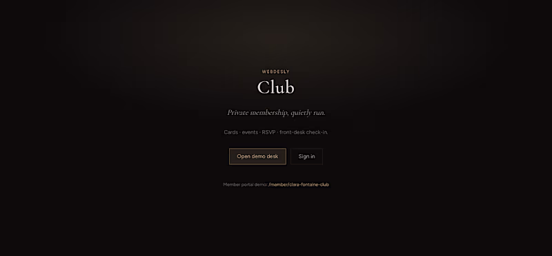 Cover image for Webdesly Club — Private Club OS