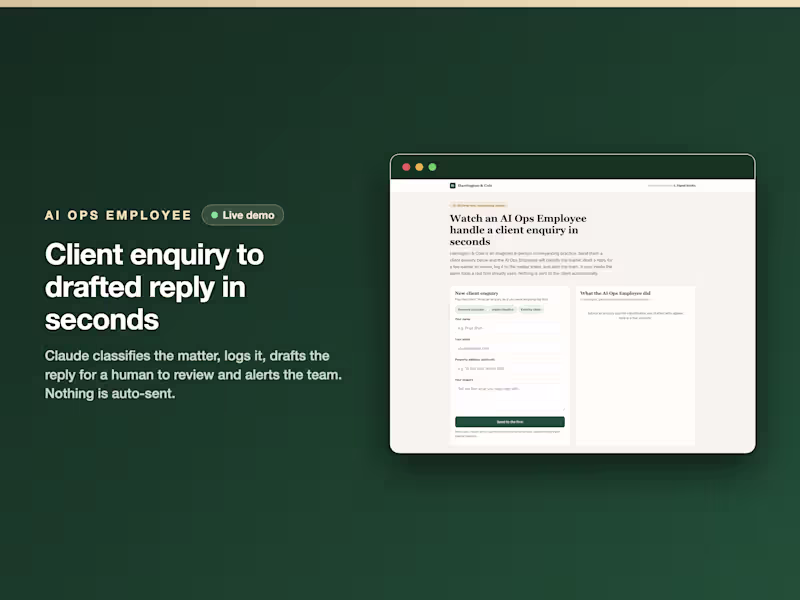 Cover image for AI Ops Employee: Professional Services Intake (Live Demo)