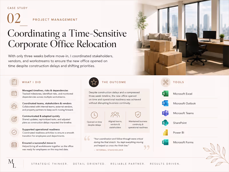 Cover image for Coordinate a Time-Sensitive Corporate Office Relocation