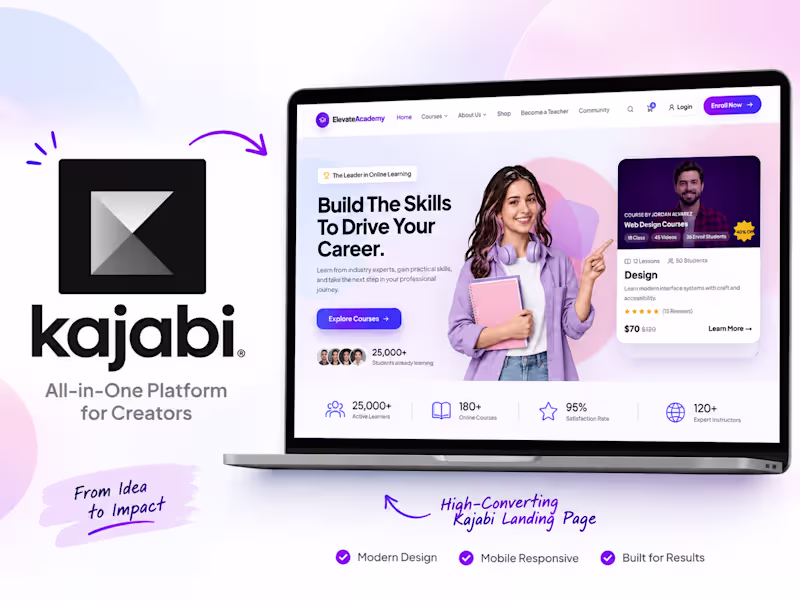 Cover image for Kajabi Landing Page Design & Development for Higher Conversions!