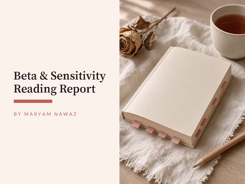 Cover image for Beta & Sensitivity Reading Report: Romance Novel
