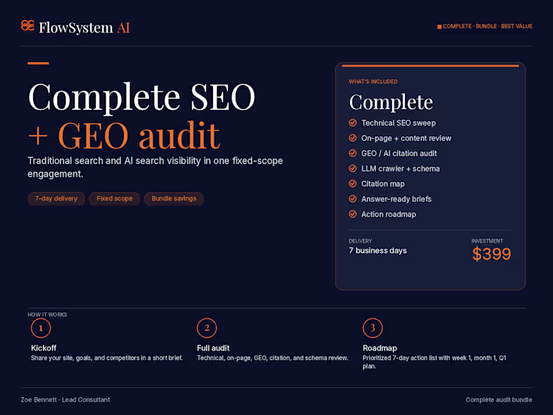 Cover image for Complete SEO + GEO Audit Bundle (Search & AI Visibility)