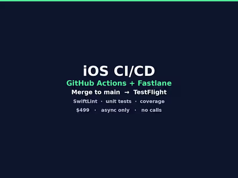 Cover image for iOS CI/CD: repo in, TestFlight out. $499