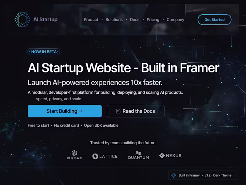 Cover image for AI Startup Website - Built in Framer 