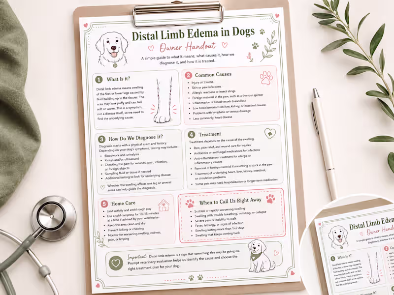Cover image for Custom Veterinary Client Education Handout Sample - Distal L...