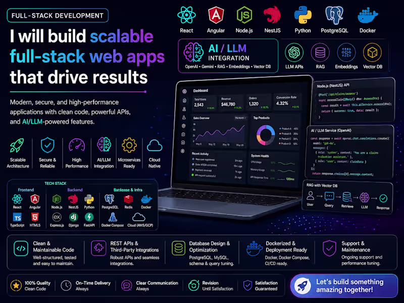 Cover image for Build Scalable Full Stack Apps with React|Angular|Python|Nodejs 