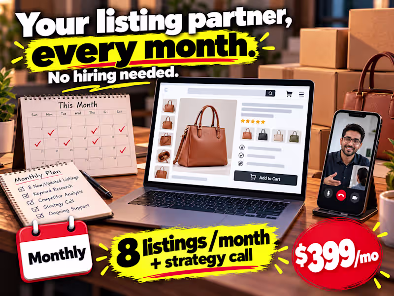 Cover image for Monthly Listing Partner: Amazon & Shopify Retainer